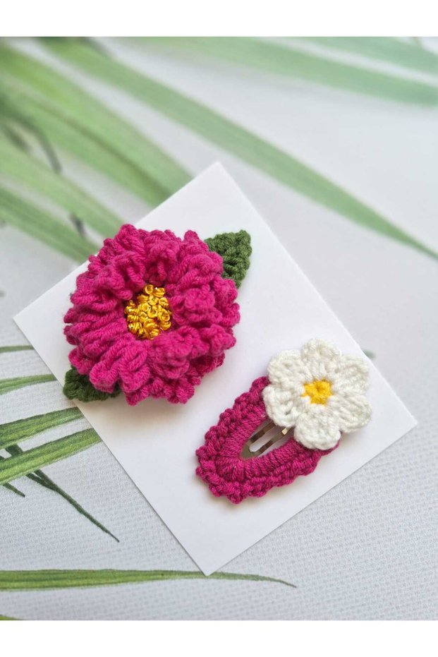 Floral Children's Hair Accessory Pinterest Niche Series Hairpin Handmade Crochet Handmade 2-Piece Snap Clip Girl's Knitted Hair Accessory