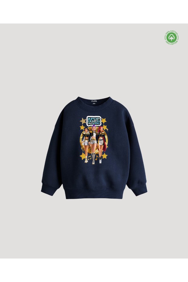 K-Pop Demon Hunters (Huntrix) Printed Cotton Girls' Sweatshirt (Ages 4 - 13)