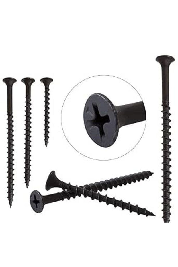 برغي برأس بوق وسن خشن أسود 1.1/4 × 8