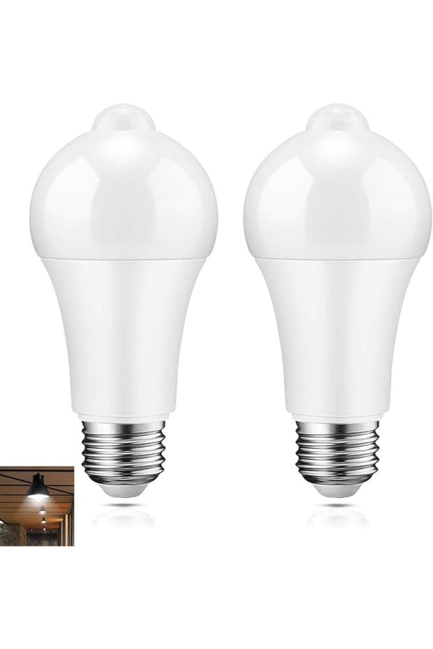 Motion Sensor Light Bulbs, 2 Pack E26 6000K Cool White Security Bulb, 12W (100W Equivalent)