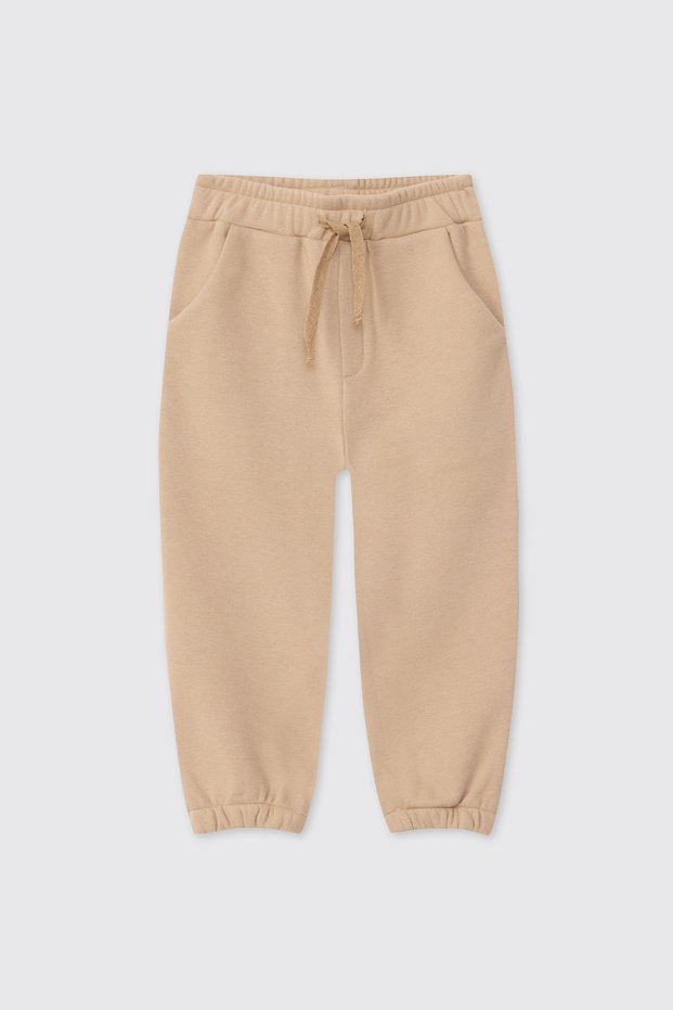 Baby Boy Beige Sweatpants with Elastic Waist and Pockets