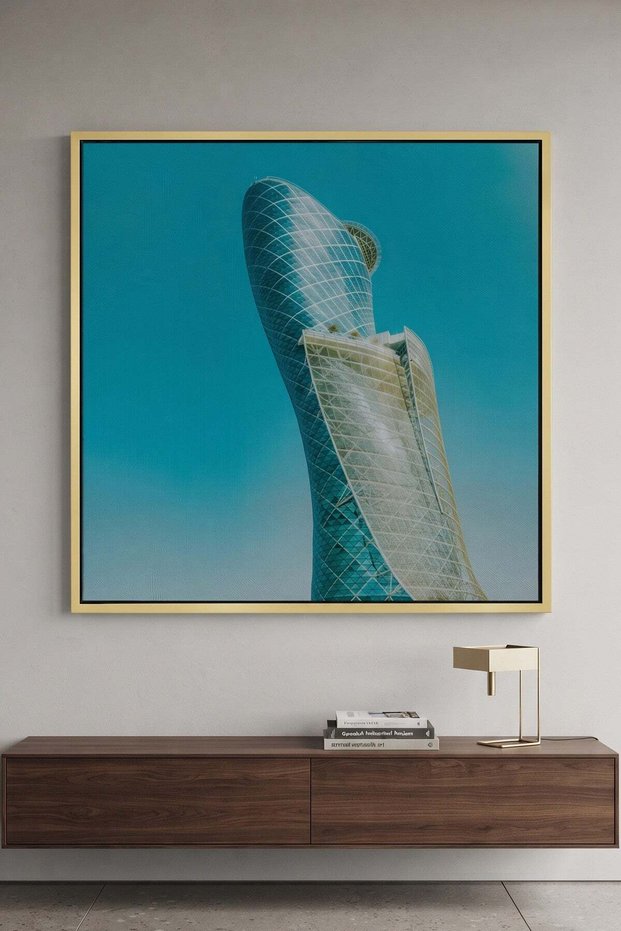 The Leaning Tower of Abu Dhabi Architecture Wall Art | Square Framed Canvas Print | Home Decor