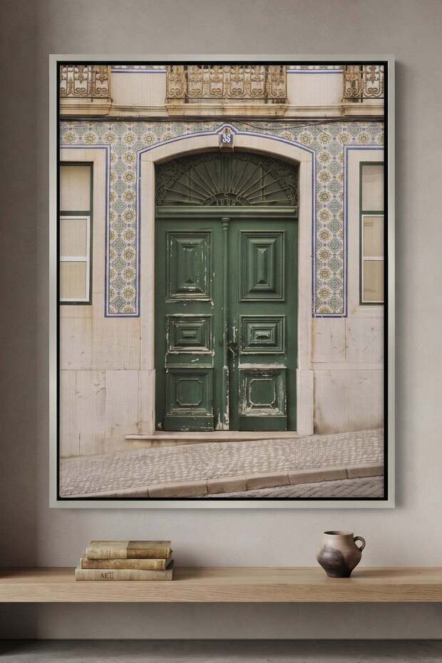 Lisbon Heritage Architecture Wall Art | Portrait Framed Canvas Print | Modern Decor for Living Room