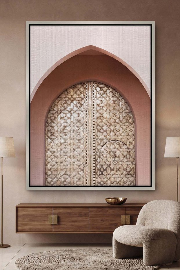 Islamic Architecture Wall Art | Portrait Framed Canvas Print | Luxury Modern Decor for Living Room