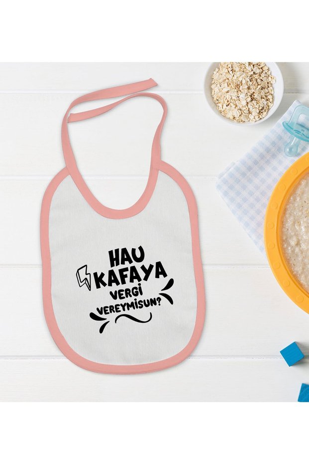 Bk Kids Hau Kafaya Designed Pink Baby Food Bib-1