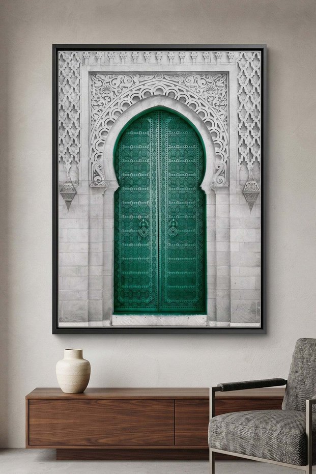 Bab al-Makina Architecture Wall Art | Portrait Framed Canvas Print | Modern Decor for Living Room