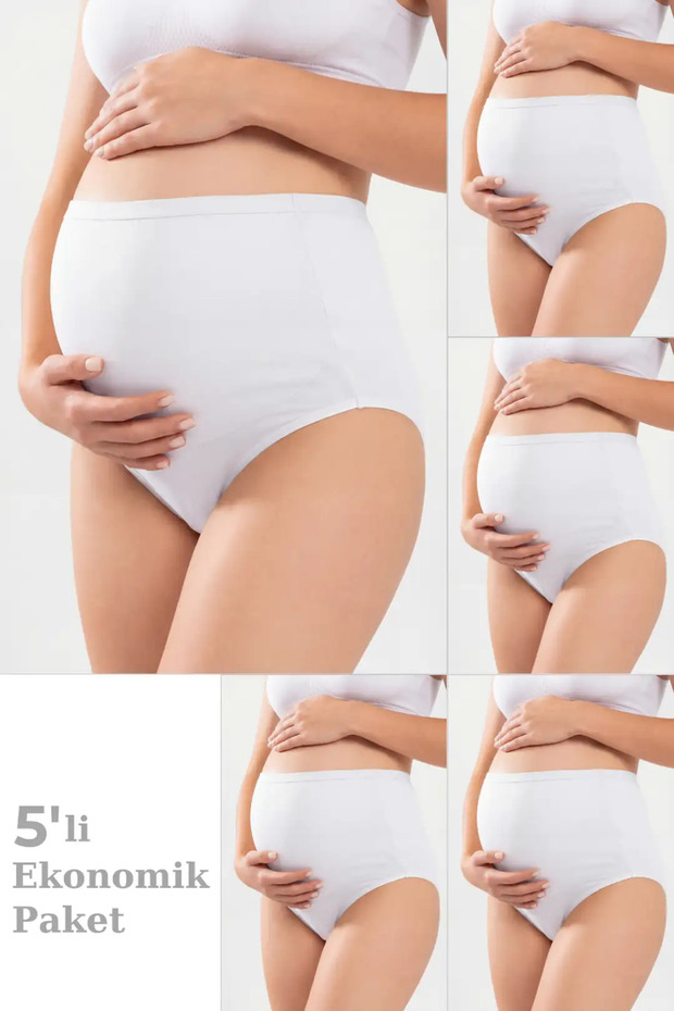 Premium Postpartum Underwear 5-Pack White Women's Cotton Lycra High-Rise Maternity Panties