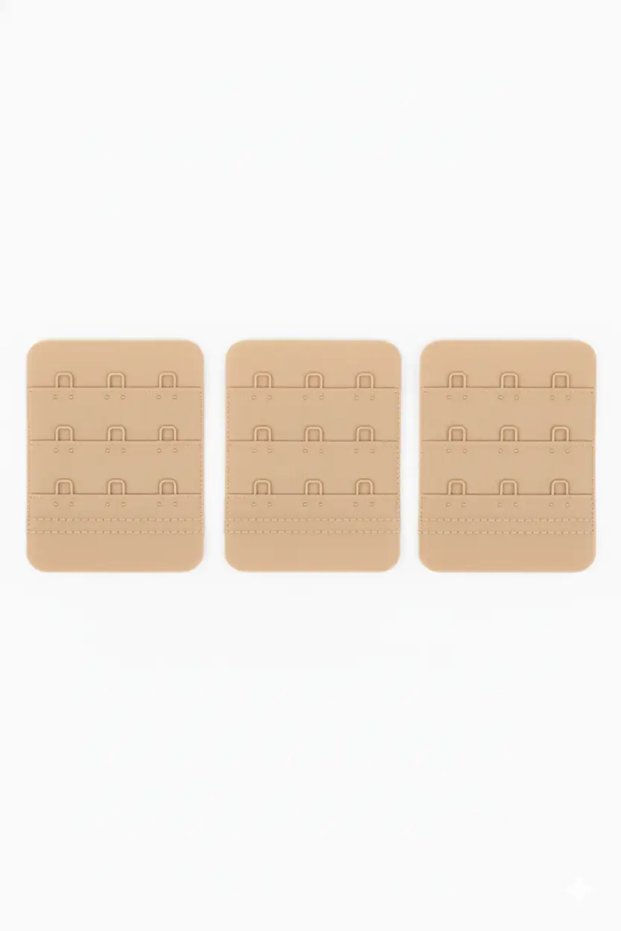 Women's Bra Extension Clip with 3 Hooks, Skin Color, 3-Piece Support Product, Small Detail Gift Item