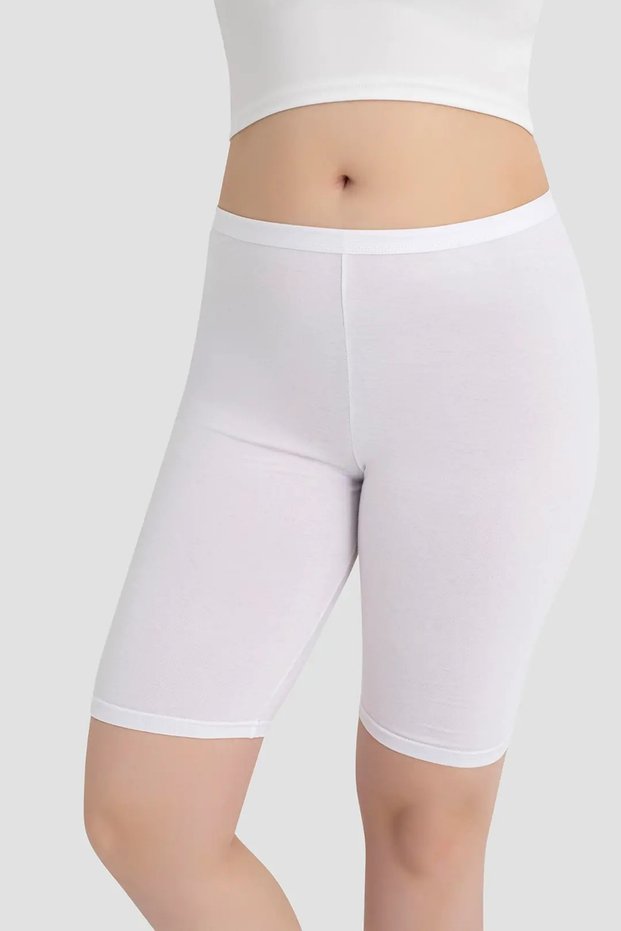 Premium Women's Above Knee Short Leggings White Cotton Lycra Clothing Casual Active