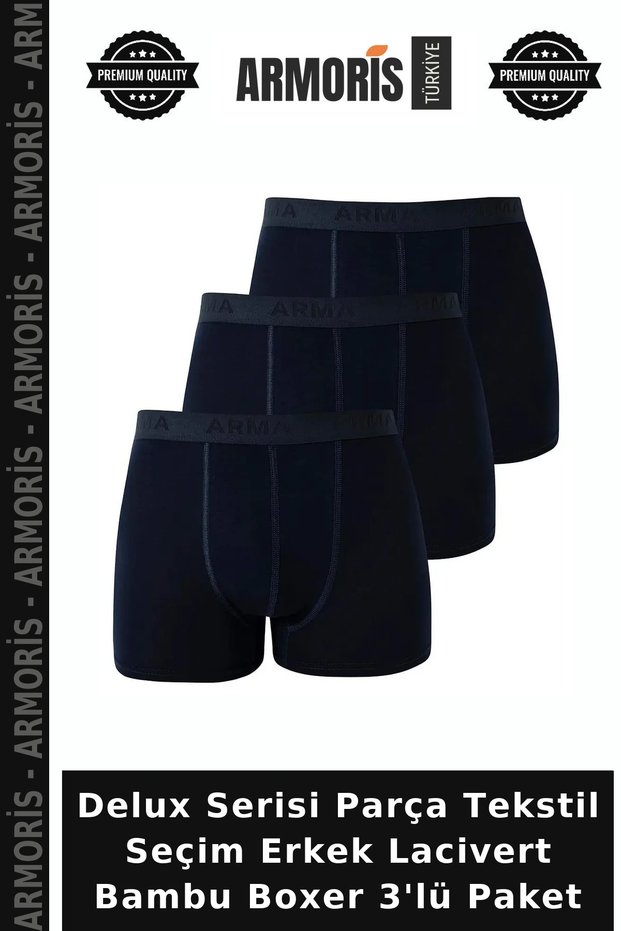 Delux Series Piece Textile Selection Men's Navy Blue Bamboo Boxer 3-Pack