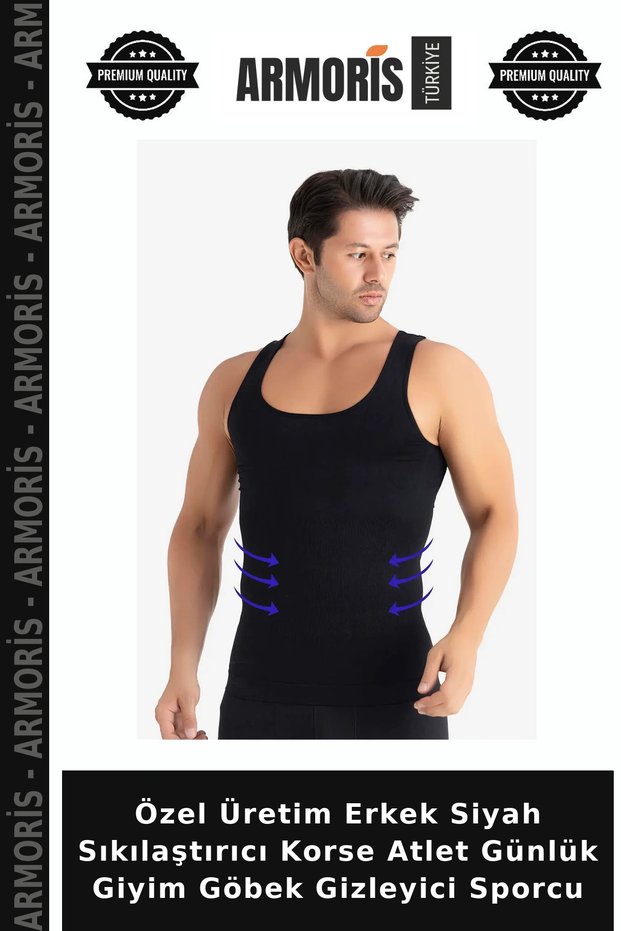 Special Production Men's Black Firming Corset Undershirt Daily Wear Belly Hiding Sportsman