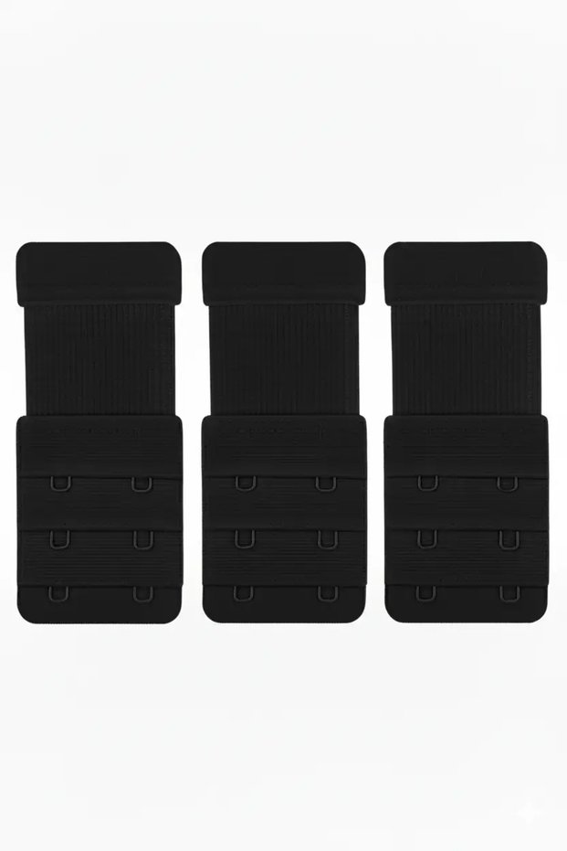 Daily Use Small Apparatus Textile Product 3 Pieces Black Elastic Bra Extension Clip with 2 Hooks Attachment