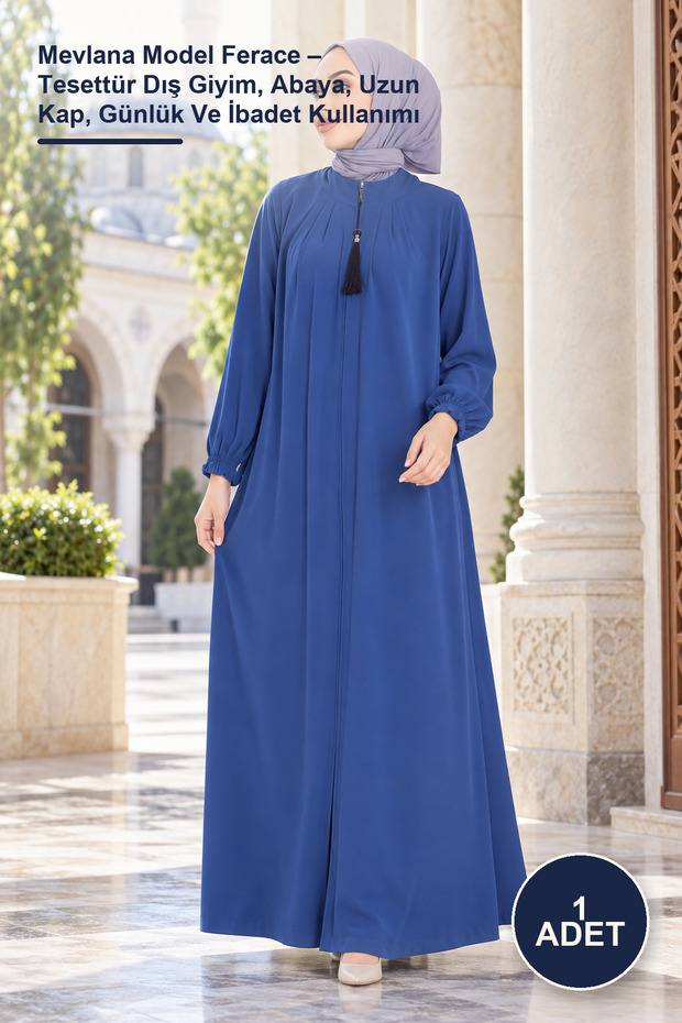 1 Piece Mevlana Model Ferace – Islamic Outerwear, Abaya, Long Cap, Daily and Worship Use