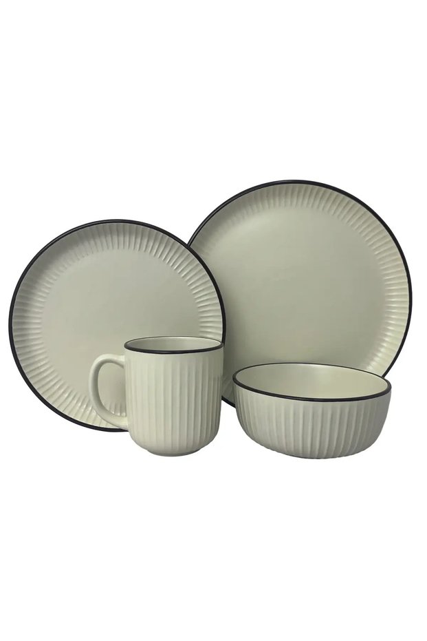 Stoneware Dinner Set (Beige, 16 Pc.)