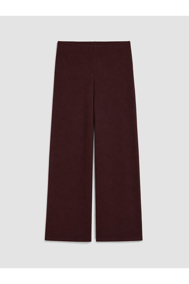 Özmarka New Season Burgundy Women's Knitwear Trousers with Elastic Waist