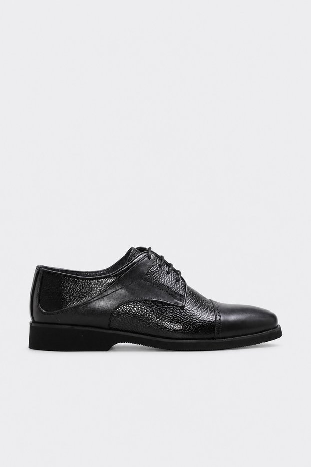 Genuine Leather 218Ma439 Black Floter Men's Classic Shoes