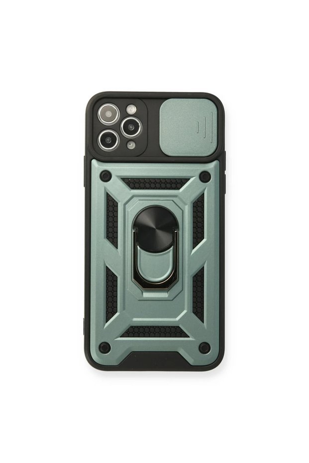 غطاء سيليكون لـ Apple iPhone 11 Pro Max مع حلقة عدسة - أخضر