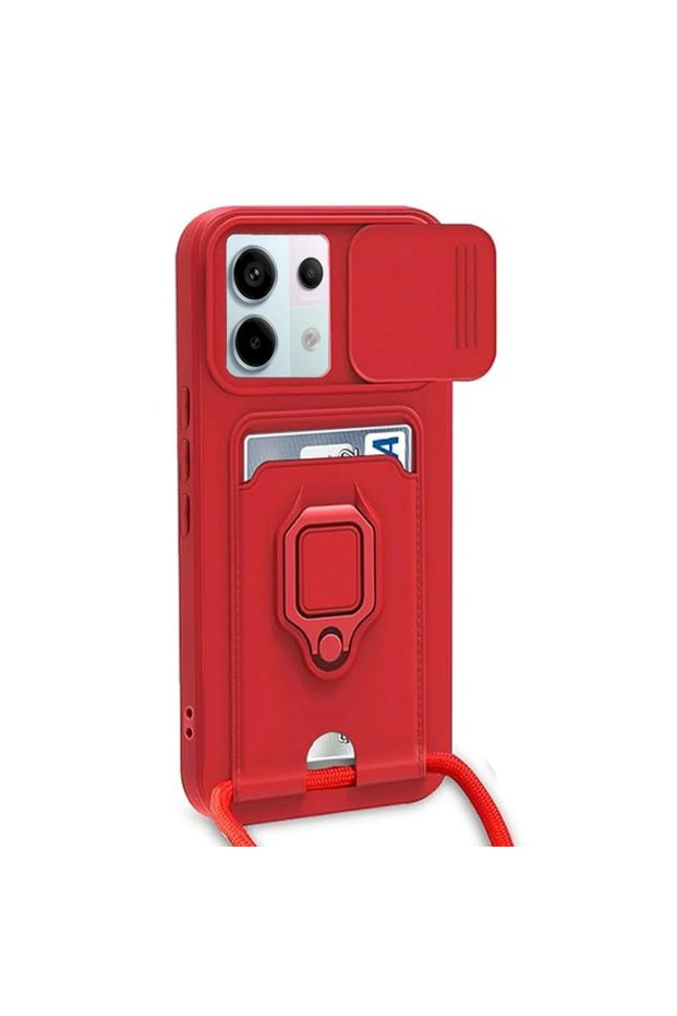 Xiaomi Redmi Note 13 Pro 5g Case Zuma with Business Card and Ring Silicone - Red