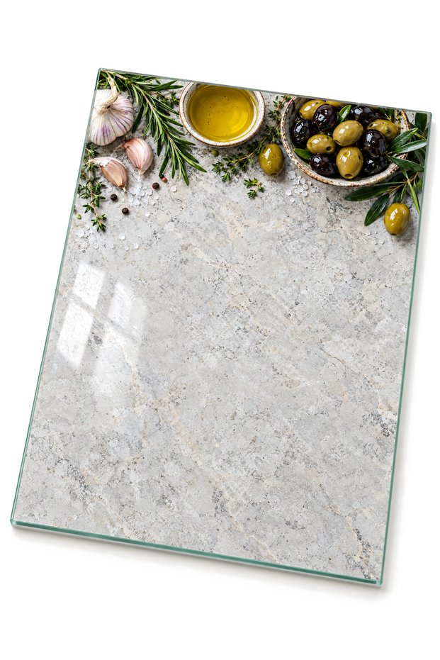 Mediterranean Botanical Patterned Tempered Glass Cutting Board 25X35 cm Presentation Board