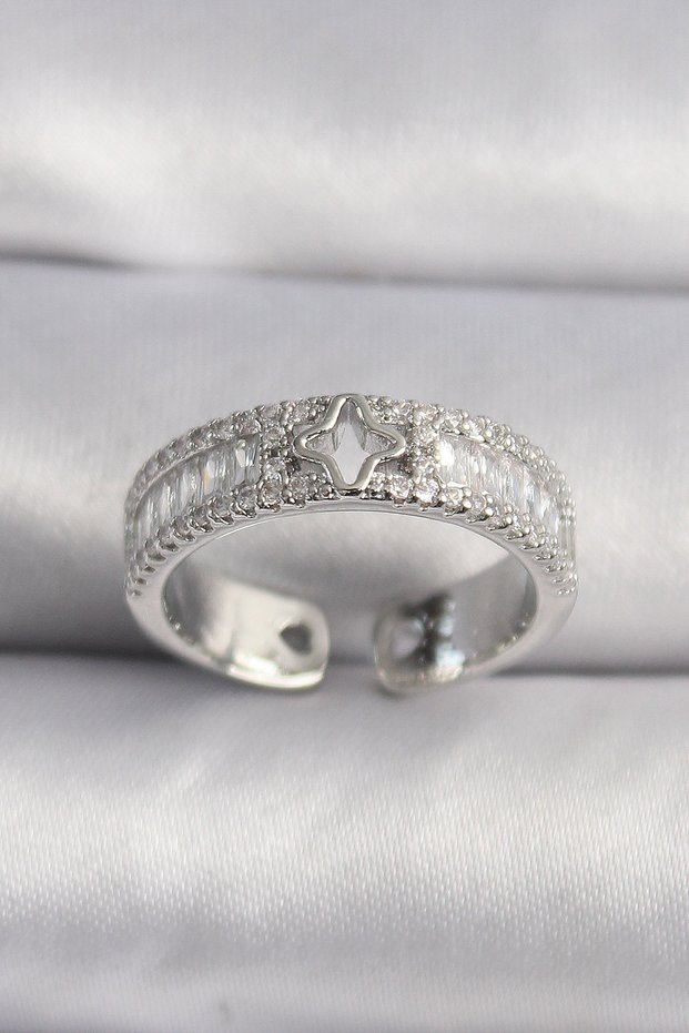 Brass silver color zircon stone star processing vip series women's ring