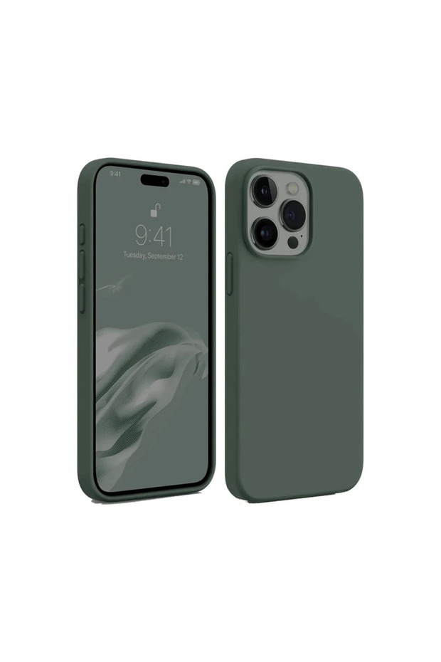 Apple iphone 15 pro max case first silicone - dark green