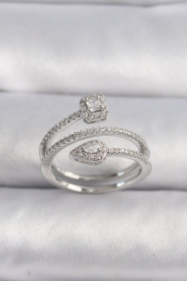 Brass Silver Color Zircon Stone Arrow Model Vip Series Women's Ring