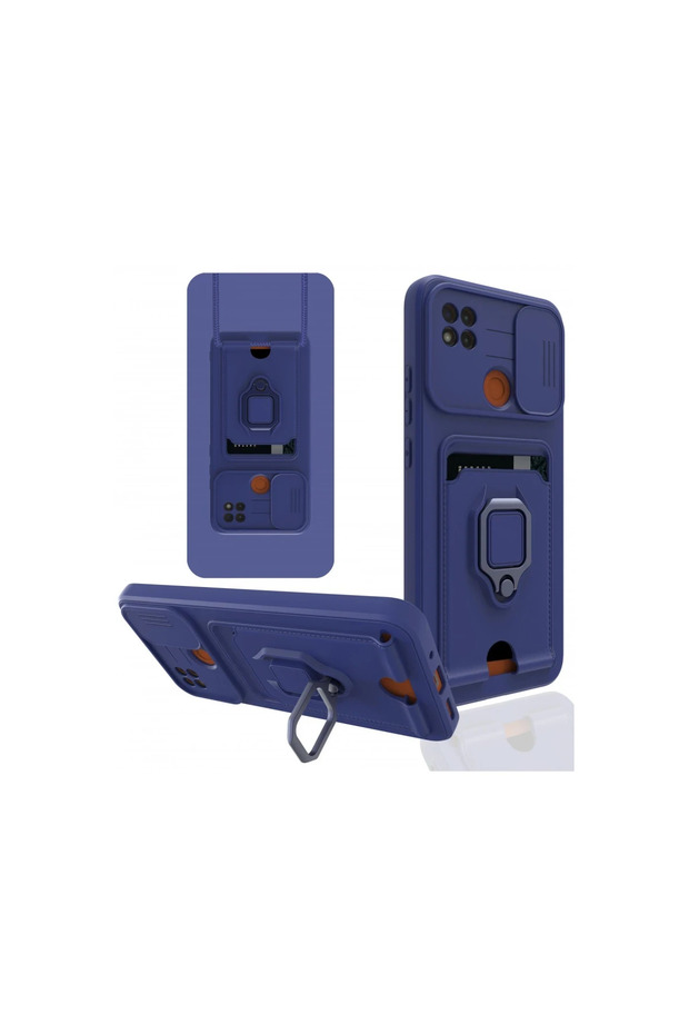 Xiaomi redmi 9c case zuma business card ring silicone - navy blue