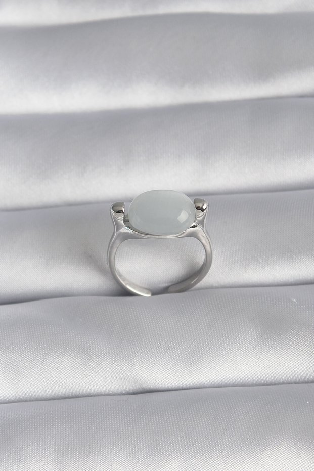 Brass Silver Color Pearlescent Women's Ring