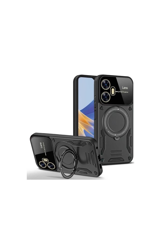 Realme C55 Case Joy Lens Stand Cover - Black