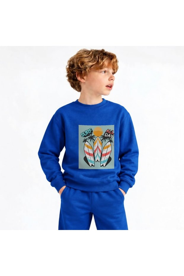 Team Sweatshirt Surf-Dayprinted Girls' Boys' Crew Neck Sweatshirt