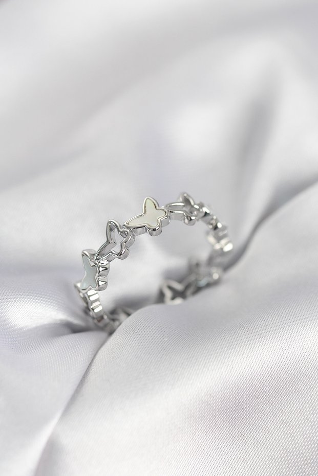 Silver Color Butterfly Model Brass Women's Ring