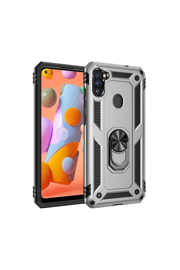 Samsung Galaxy A11 Case Sofia Silicone Cover with Ring - Silver