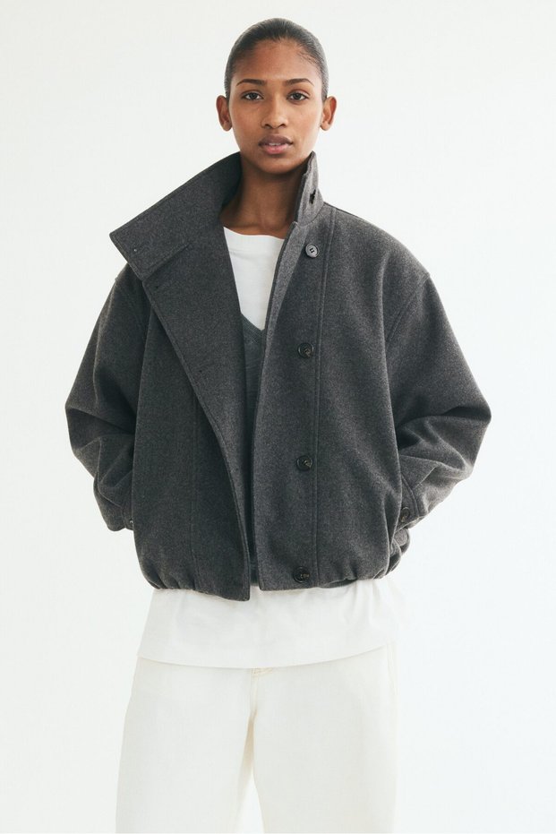 Boru Yakalı Oversize Ceket