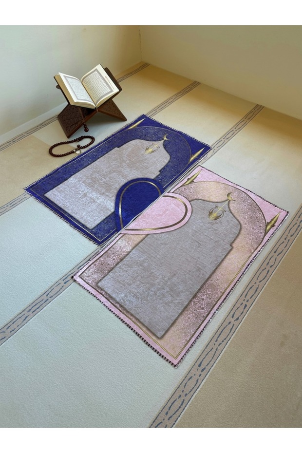 Digital Printing Non-Slip Base Heart-Shaped Prayer Mat for Couples Bride and Groom Dowry Prayer Mat 70*120