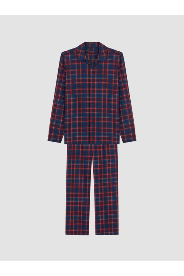 Esvab • Modern & Distinctive Checkered Embroidered Men's Pajama Set