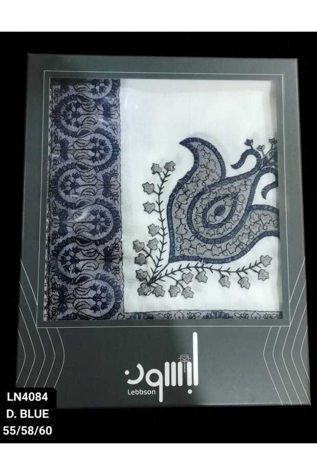 شالاً رجالياً شتوياً باللون الأبيض مع تطريز