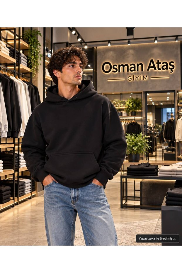 Men's Basic Hooded Sweatshirt - Draped Comfortable Fit Sweatshirt with Kangaroo Pocket