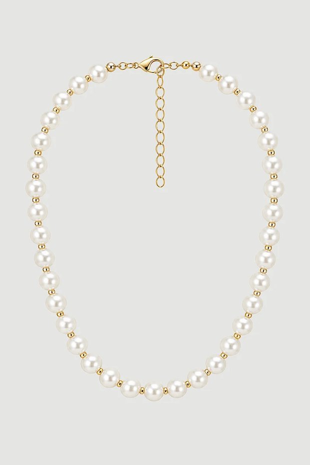 Pearl-Look Bead Necklace - White