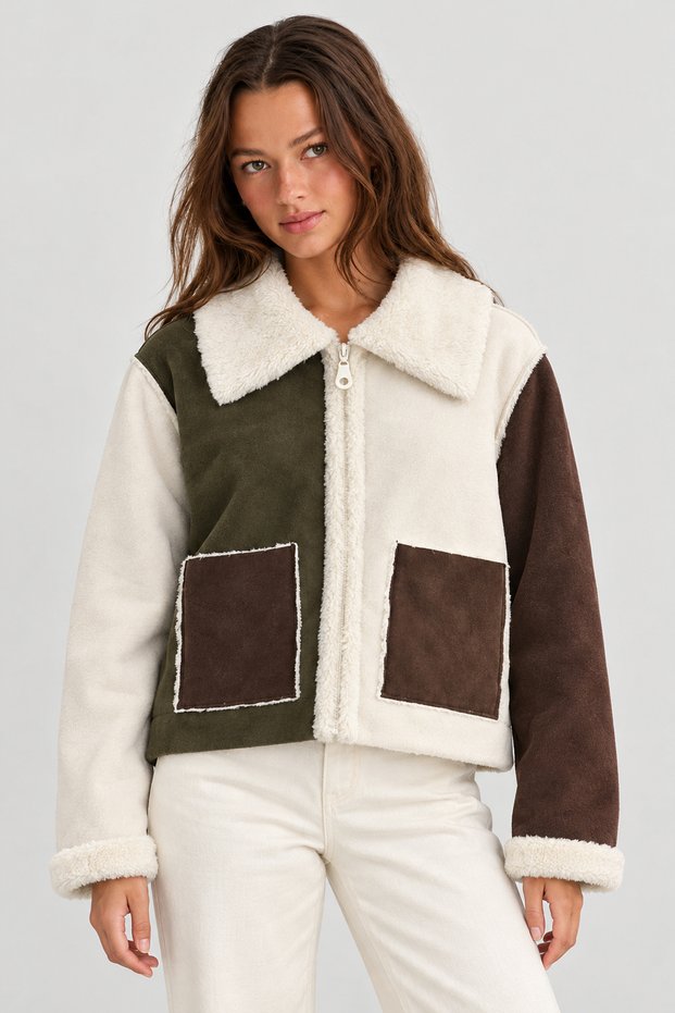 Suede Rabbit Feather Laminated Coat |   F1988
