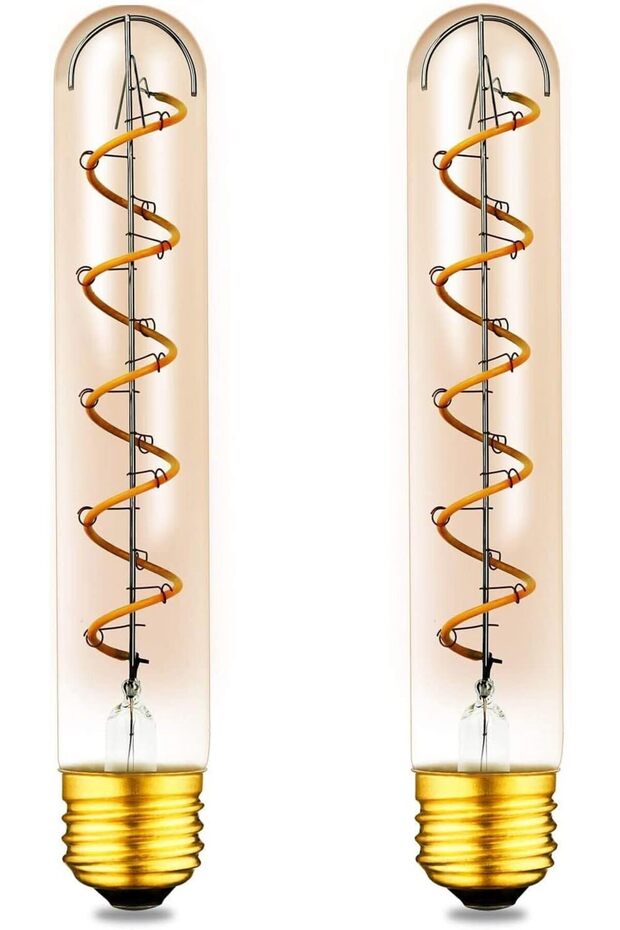 لمبة LED T30 قابلة للتعتيم بقاعدة E26، إضاءة دافئة بلون العنبر، تصميم حلزوني عتيق، عبوة من قطعتين