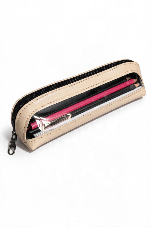 Ziyo Model Transparent Triangular Pen Holder - Pencil Case Pen Holder 19cm X 6cm X 6cm