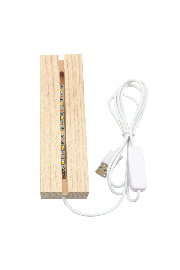 قاعدة عرض خشبية بإضاءة LED، 10-1 قطعة، قاعدة عرض مستطيلة إبداعية من الكريستال مع إضاءة USB