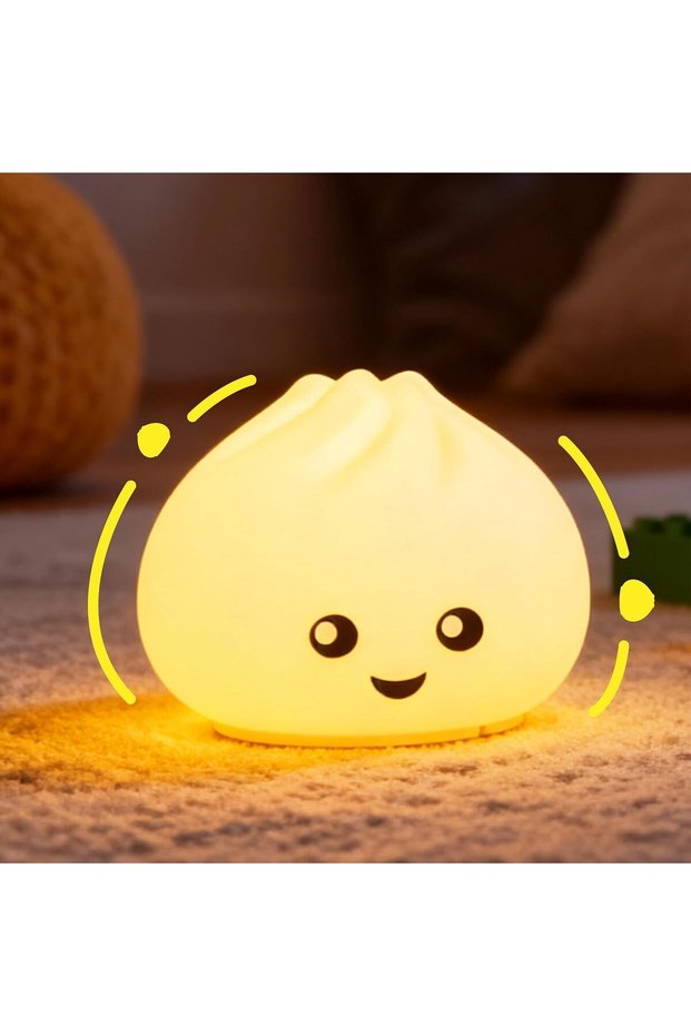 مصباح ليلي على شكل زلابية، مصباح لمس ناعم من السيليكون مع 7 ألوان متغيرة، مصباح ليلي LED قابل لإعادة الشحن