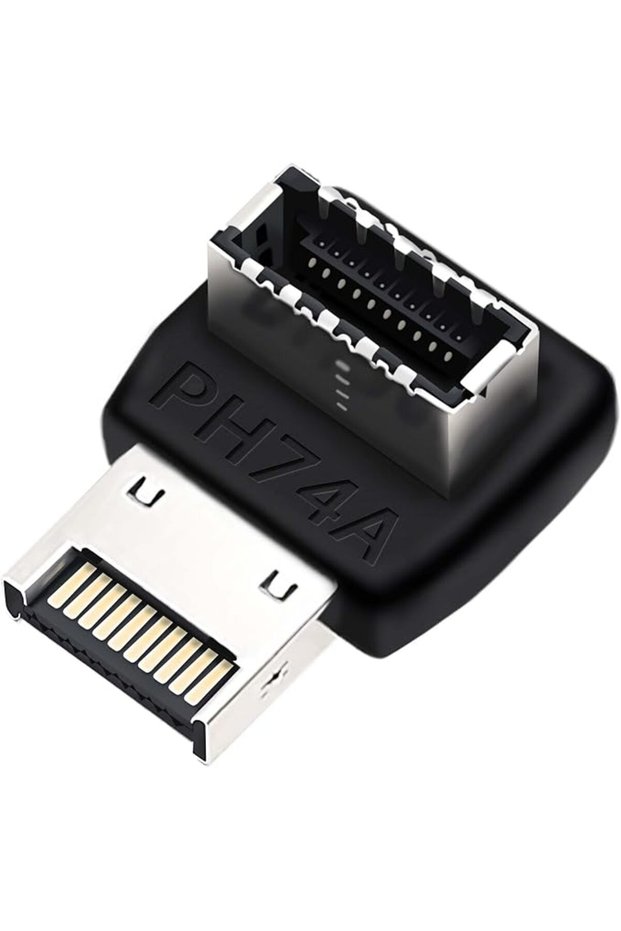 محول لوحة أم USB-C، موصل داخلي أمامي بزاوية 90 درجة من نوع USB 3.2 E، محول رأس توصيل