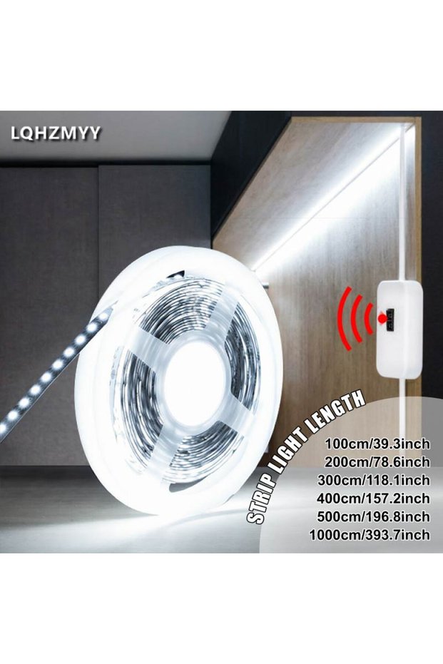 شريط إضاءة LED أبيض بارد بطول 5 متر، 5 فولت، منخفض الجهد، مع مفتاح استشعار للإيماءات، وواجهة USB، قابل للقطع