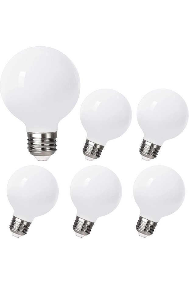 6 مصابيح LED، G25/G80، إضاءة بيضاء قابلة للتعتيم بدون وميض 6000K