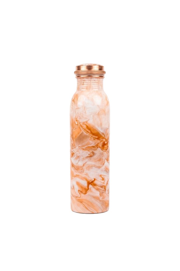 Copper Water Bottle 1 Litre, 99% Pure Copper Bottle with Leakproof Screw Cap, Handmade Marbled Design, Reusable Water Bottle for Home, Office & Travel