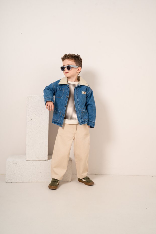 Baby Boy & Child Original Denim Jeans Jacket Striped Sweat Pants 3-Piece Set