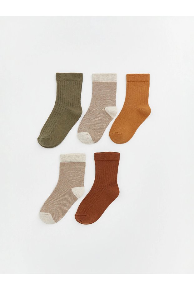 Lcw Baby Green Striped Baby Boy Socks 5-Pack