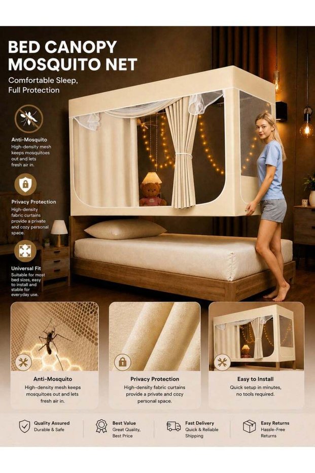 DEONy. Bed Canopy Tents Curtain Blackout Curtain Single Bed Tent Curtain Student Shading Cloth Bed C